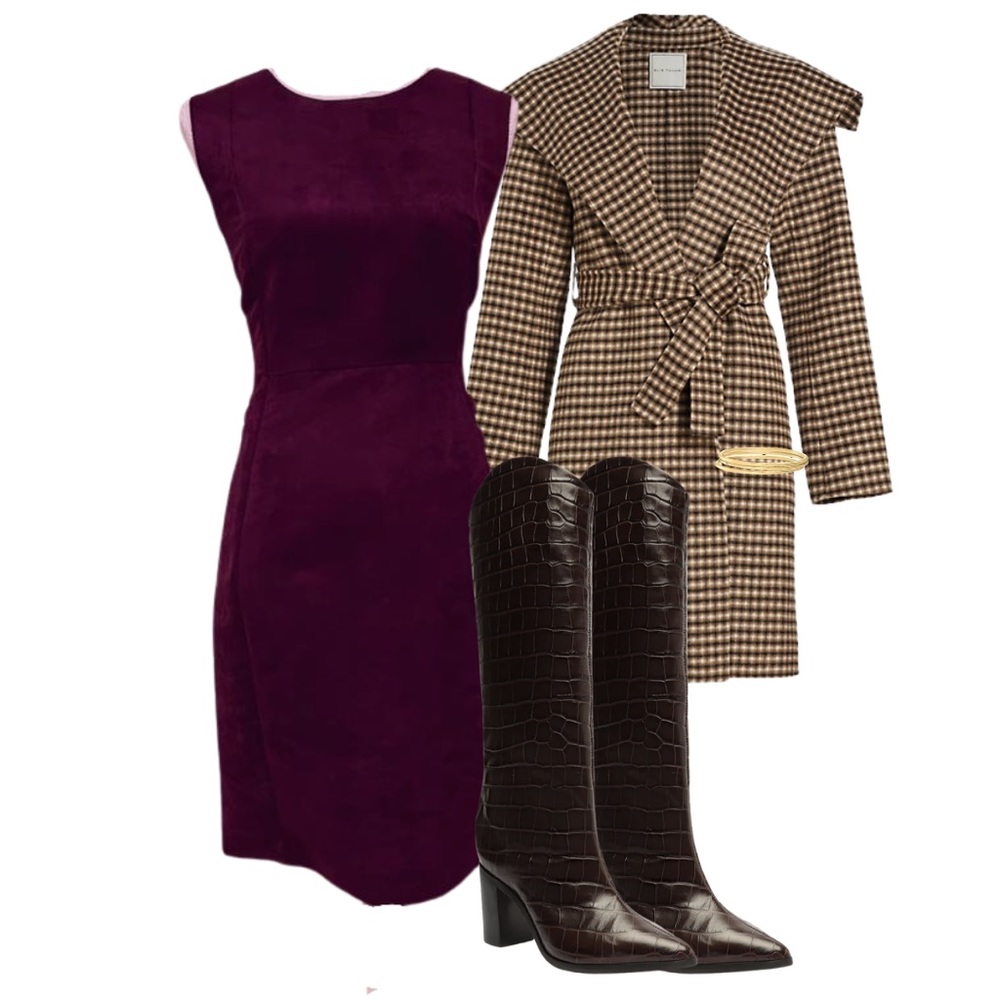 Calvin Klein Purple Faux Suede Shift Dress